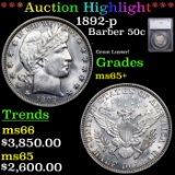 ***Auction Highlight*** 1892-p Barber Half Dollars 50c Graded ms65+ By SEGS (fc)