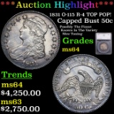 ***Auction Highlight*** 1831 Capped Bust Half Dollar O-115 R-4 TOP POP! 50c Graded ms64 By SEGS (fc)