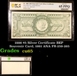 PCGS 1886 $5 Silver Certificate BEP Souvenir Card, 1981 ANA FR-259-265 Graded cu65 By PCGS