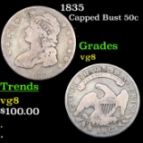 1835 Capped Bust Half Dollar 50c Grades vg, very good