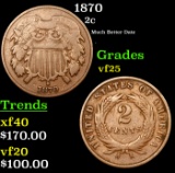 1870 Two Cent Piece 2c Grades vf+