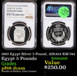 NGC 1993 Egypt Silver 5 Pound, AH1414 KM-744 Graded pf68 dcam By NGC