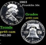 Proof 1963 Franklin Half Dollar 50c Grades GEM Proof Cameo