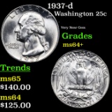 1937-d Washington Quarter 25c Grades Choice+ Unc