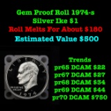 Full Roll Proof 1974-s Silver Eisenhower 'Ike' Dollars. 20 Coins total.