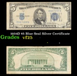 1934D $5 Blue Seal Silver Certificate Grades vf+