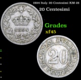 1894 Italy 20 Centesimi KM-28 Grades xf+