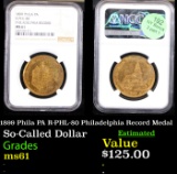 NGC 1899 Phila PA R-PHL-80 Philadelphia Record Medal Graded ms61 By NGC