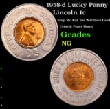 1958-d Lucky Penny Lincoln Cent 1c Grades NG