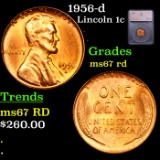 1956-d Lincoln Cent 1c Graded ms67 rd By SEGS