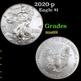 2020-p Silver Eagle Dollar $1 Grades ms69