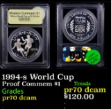 Proof 1994-s World Cup Modern Commem Dollar $1 Graded GEM++ Proof Deep Cameo BY USCG