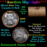 ***Auction Highlight*** Full $20 Bank of Montreal Roll of Silver Mix date with 1965 Ends, Canadian D