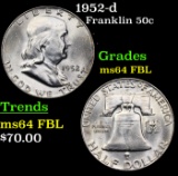 1952-d Franklin Half Dollar 50c Grades Choice Unc FBL