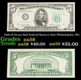 1950 $5 Green Seal Federal Reserve Note (Philadelphia, PA) Grades Choice AU/BU Slider