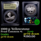 Proof 1999-p Yellowstone Modern Commem Dollar $1 Graded GEM++ Proof Deep Cameo BY USCG