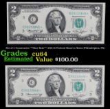 Set of 2 Consecutive **Star Note** 1976 $2 Federal Reserve Notes (Philadelphia, PA) Grades Choice CU