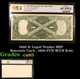 PCGS 1880 $1 Legal Tender BEP Souvenir Card , 1984 FUN SCCS B-64 Graded cu65 By PCGS