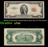 1953C $2 Red Seal United States Note Key To The Series Grades xf
