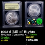 1993-d Bill of Rights Modern Commem Dollar $1 Graded ms70, Perfection BY USCG