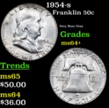 1954-s Franklin Half Dollar 50c Grades Choice+ Unc
