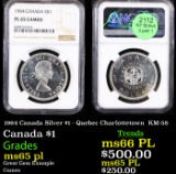 NGC 1964 Canada Silver $1 - Quebec Charlottetown  KM-58 Graded ms65 pl By NGC