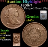 ***Auction Highlight*** 1808/7 Draped Bust Half Cent 1/2c Graded xf45+ By SEGS (fc)