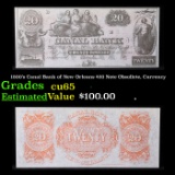 1800's Canal Bank of New Orleans $20 Note Obsollete, Currency Grades Gem CU