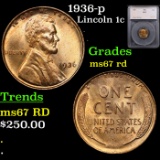 1936-p Lincoln Cent 1c Graded ms67 rd By SEGS