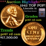 Proof ***Auction Highlight*** 1942 Lincoln Cent TOP POP! 1c Graded pr67 rd cam By SEGS (fc)