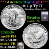 ***Auction Highlight*** 1917-p Ty II Standing Liberty Quarter 25c Graded ms65+ fh By SEGS (fc)