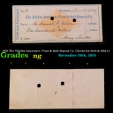 1878 The Fidelity Insurance, Trust & Safe Deposit Co. Checks for $100 & $391.13 Grades NG