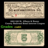 1883 $30 St. Albans & Boone County Railroad Bond Interest Coupon Grades Gem CU