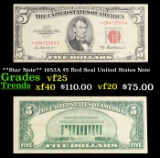 **Star Note** 1953A $5 Red Seal United States Note Grades vf+