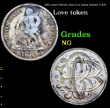 1885 seated liberty dime love token initials, C.B.B Grades NG