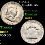 1954-s Franklin Half Dollar 50c Grades GEM Unc