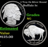 2 Troy Oz Silver Round Buffalo Nickel 5c Grades NG