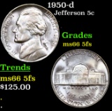 1950-d Jefferson Nickel 5c Grades GEM+ 5fs