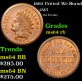 1863 United We Stand Civil War Token 1c Grades Choice Unc RB