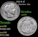 1914-d Barber Dime 10c Grades Select AU