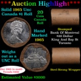 ***Auction Highlight*** Full $20 Bank of Montreal Roll of Solid Date Silver 1965 Canadian Dollar wit