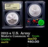 2011-s U.S. Army Modern Commem Dollar $1 Graded ms70, Perfection BY USCG