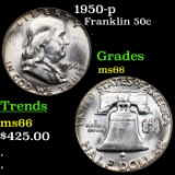 1950-p Franklin Half Dollar 50c Grades GEM+ Unc