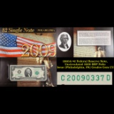 2003A $2 Federal Reserve Note, Uncirculated 2009 BEP Folio Issue (Philadelphia, PA) Grades Gem CU