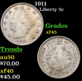 1911 Liberty Nickel 5c Grades xf+