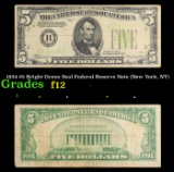 1934 $5 Bright Green Seal Federal Reserve Note (New York, NY) Grades f, fine