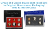 Group of 2 United States Mint Proof Sets, 1982-1983 in Original Packaging, 10 coins total!