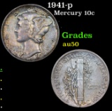 1941-p Mercury Dime 10c Grades AU, Almost Unc