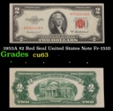 1953A $2 Red Seal United States Note Fr-1510 Grades Select CU