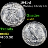 1941-d Walking Liberty Half Dollar 50c Grades Select Unc